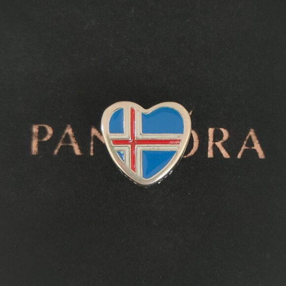 Pandora Iceland Flag Heart Charm Bead S925 Silver with box - Picture 1 of 9